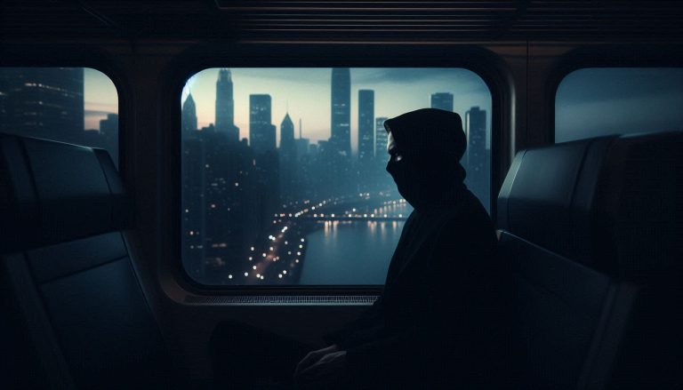covert man on train hidden face