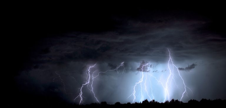 Thunderstorm over forest