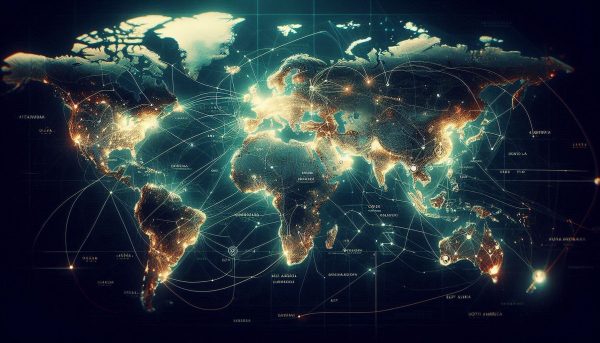 global map with linking locations